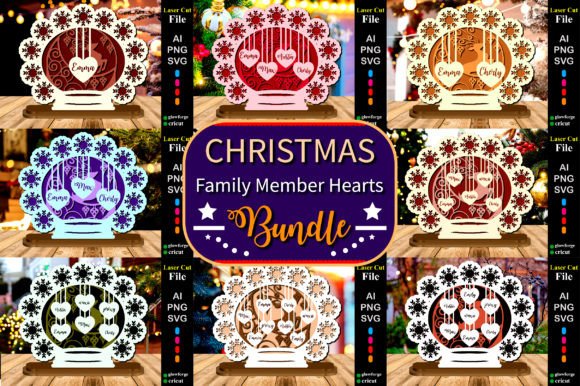 10 Styles Christmas Family Member Heart 3D SVG for Festive Branding