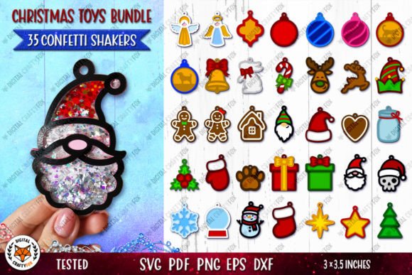 3D Christmas SVG Confetti Shakers for Festive Digital Products