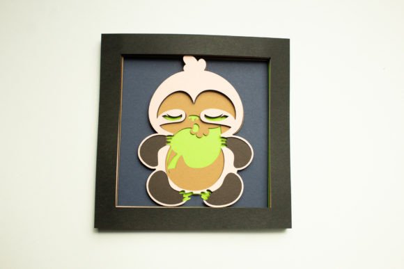 3D SVG Sloth Shadow Box for Animal-Themed Content Design