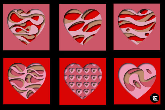 Bundle Heart: 3D SVG Shadow Boxes for Romantic, Lifestyle Editorial Design