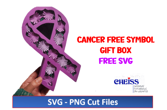 Cancer Ribbon Layered Gift Box: 3D SVG Shapes