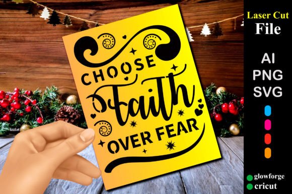 Choose Faith Over Fear Verse Card SVG: 3D Design for Faith-Focused Content and Spiritual Editorial Graphics