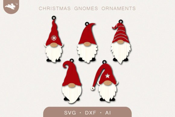 Christmas Gnomes Ornaments SVG Bundle – Festive 3D SVGs for Holiday Digital Products