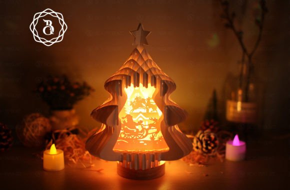 Christmas Tree With Santa Claus 3D SVG for Festive Branding