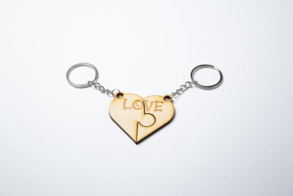 Couple Keychain Heart Puzzle 3D SVG for Holiday Crafting