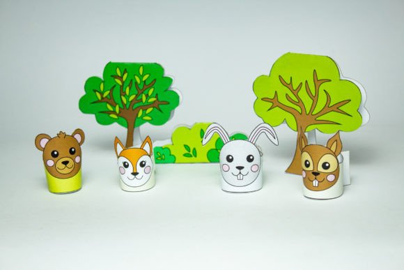 Forest Paper Toy Set: A 3D SVG for Kids Crafts & Creative Handmade Projects