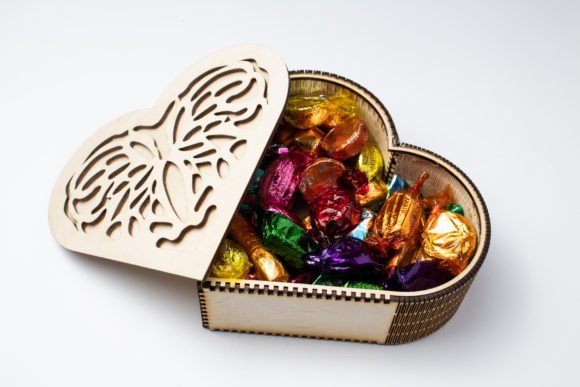 Heart-Shaped Chocolate Box – Butterflies 3D SVG for Holiday Branding