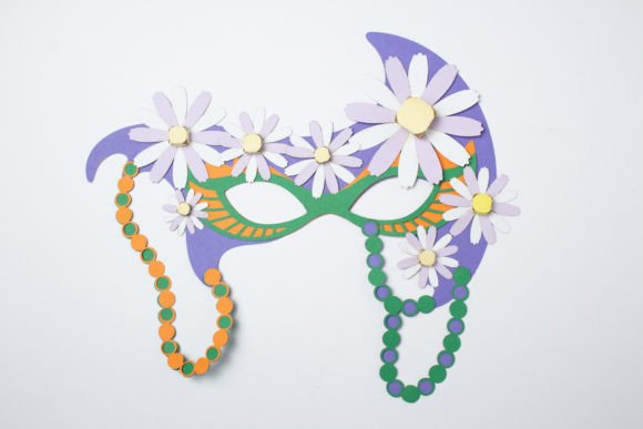Mardi Gras Mask β Daisies and Beads 3D SVG for Holidays