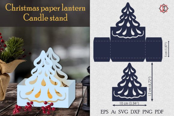 Paper Lantern Herringbone Paper Cut: A 3D SVG for Christmas Creativity