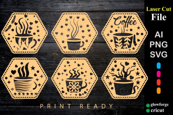 Papercut Coffee Cups with Hearts Stencil: A 3D SVG for Soft, Romantic Design Themes