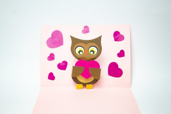 Pop-up Card - Owl and Hearts: A 3D SVG Greeting Card Design for Digital Sellers