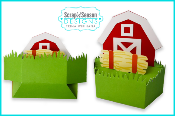 Popup Stage Card - Barn with Hay Straw: Rustic 3D SVG Charm for Local Branding