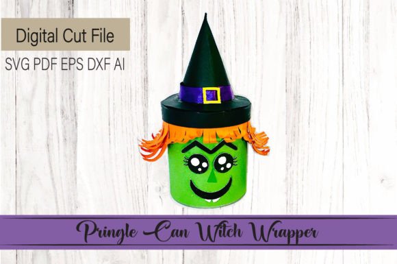 Pringle Can Witch Wrapper: 3D SVG for Halloween