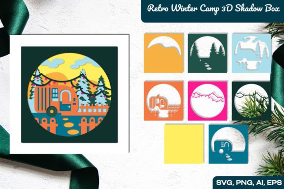 Retro Winter Camp 3D Shadow Box: A Visual Asset for Editorial and Web Design