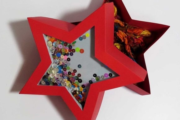 Star Shaker Box Template: 3D SVG for Birthdays
