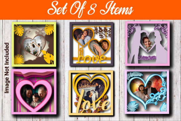 Valentine's Day Photo Lightbox Bundle: 3D SVG Shadow Boxes for Romantic Marketing