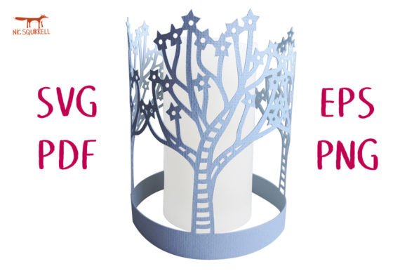 Winter Tree with Stars Lantern 3D SVG Cut for Creative Branding and Seasonal Design